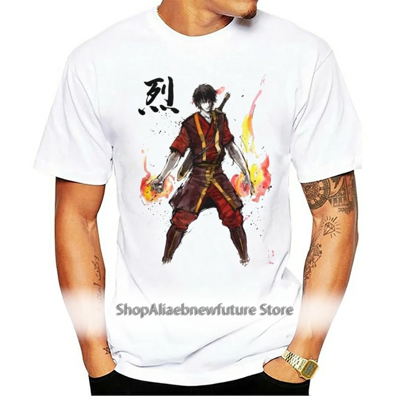 Аватар: последняя футболка Airbender Мужская качественная Zuko из Аватара с Sumi Ink и Watercolo