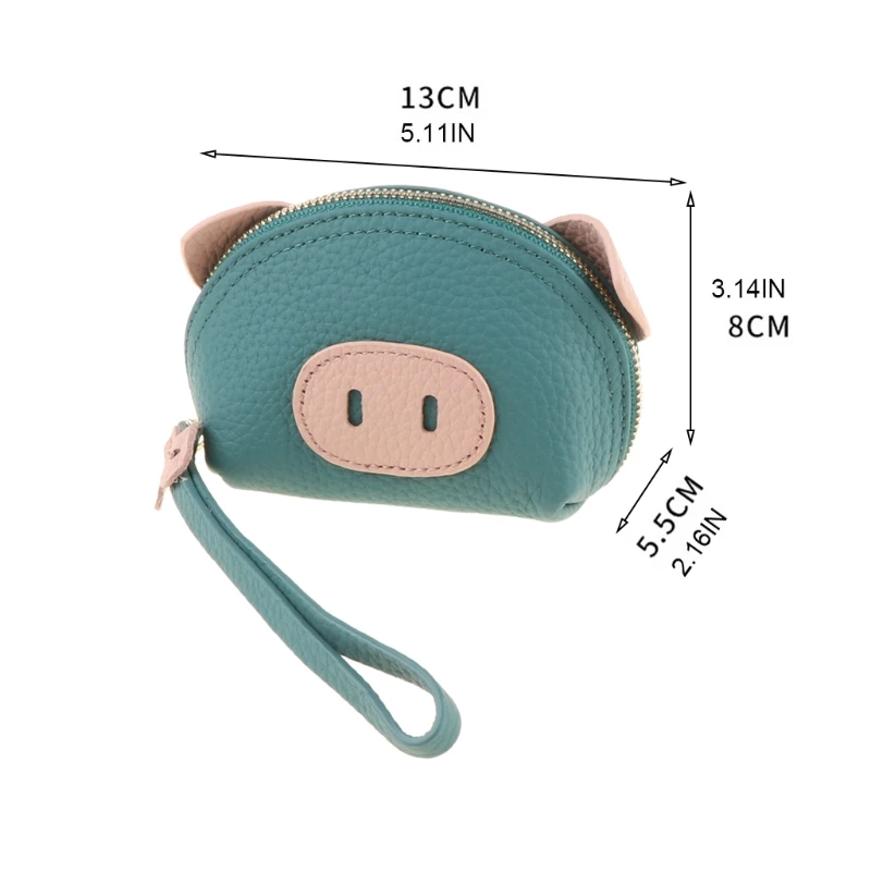 

Cute Cartoon Animal Pig Wallet Women Credit Card Case Holder PU Leather Coin Purse with Keyring Organizer Mini Pocket Handbag