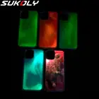 Блестящий светящийся неоновый песок чехол для iPhone 13 12 6 6s 7 8 Plus 11 Pro X XS MAX XR жидкий зыбучий песок светящийся в темноте мягкий чехол