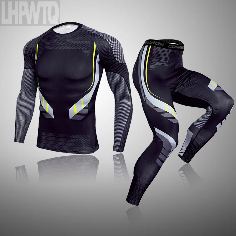 Мужской компрессионный комплект Rashguard леггинсы футболка спортивный костюм