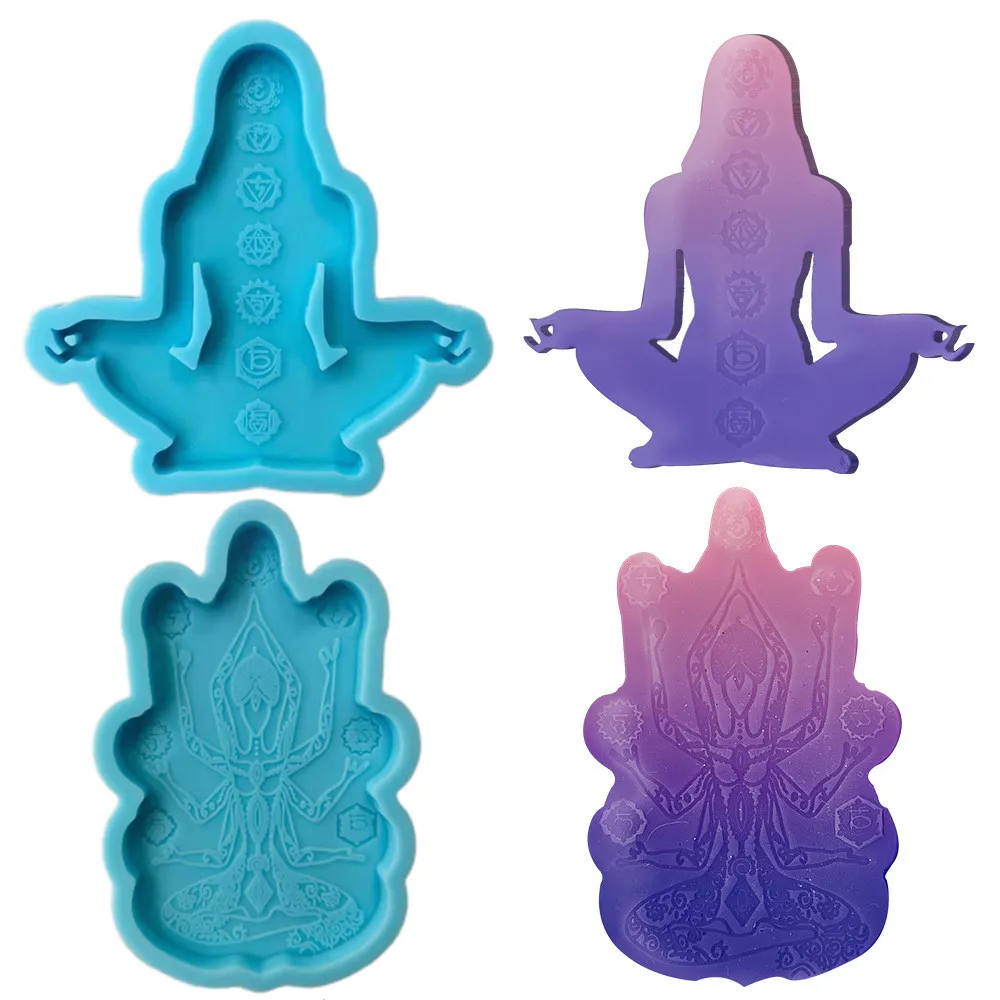 

2 Types Chakras Resin Molds Yoga Coaster Silicone Molds for DIY Epoxy Resin Keychain Ornament Dec for Home