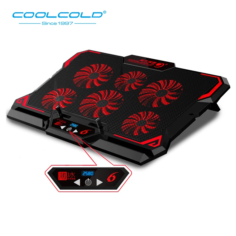 

Кулер COOLCOLD для ноутбуков с шестью вентиляторами, охлаждающая подставка для ноутбуков 12-15,6 дюймов, подставка для ноутбуков и ПК