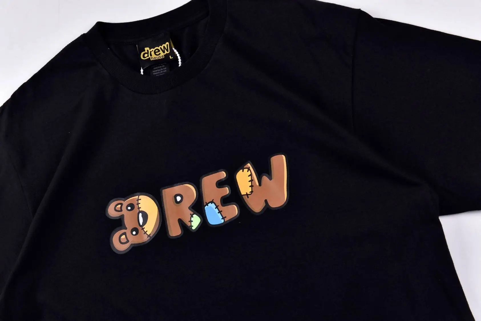 19ss Drew House, футболки для мужчин и женщин, высокое качество, 1:1, топ, медведь, буквы drew, Повседневная Уличная одежда, Drew House, Джастин Бибер, футболка
