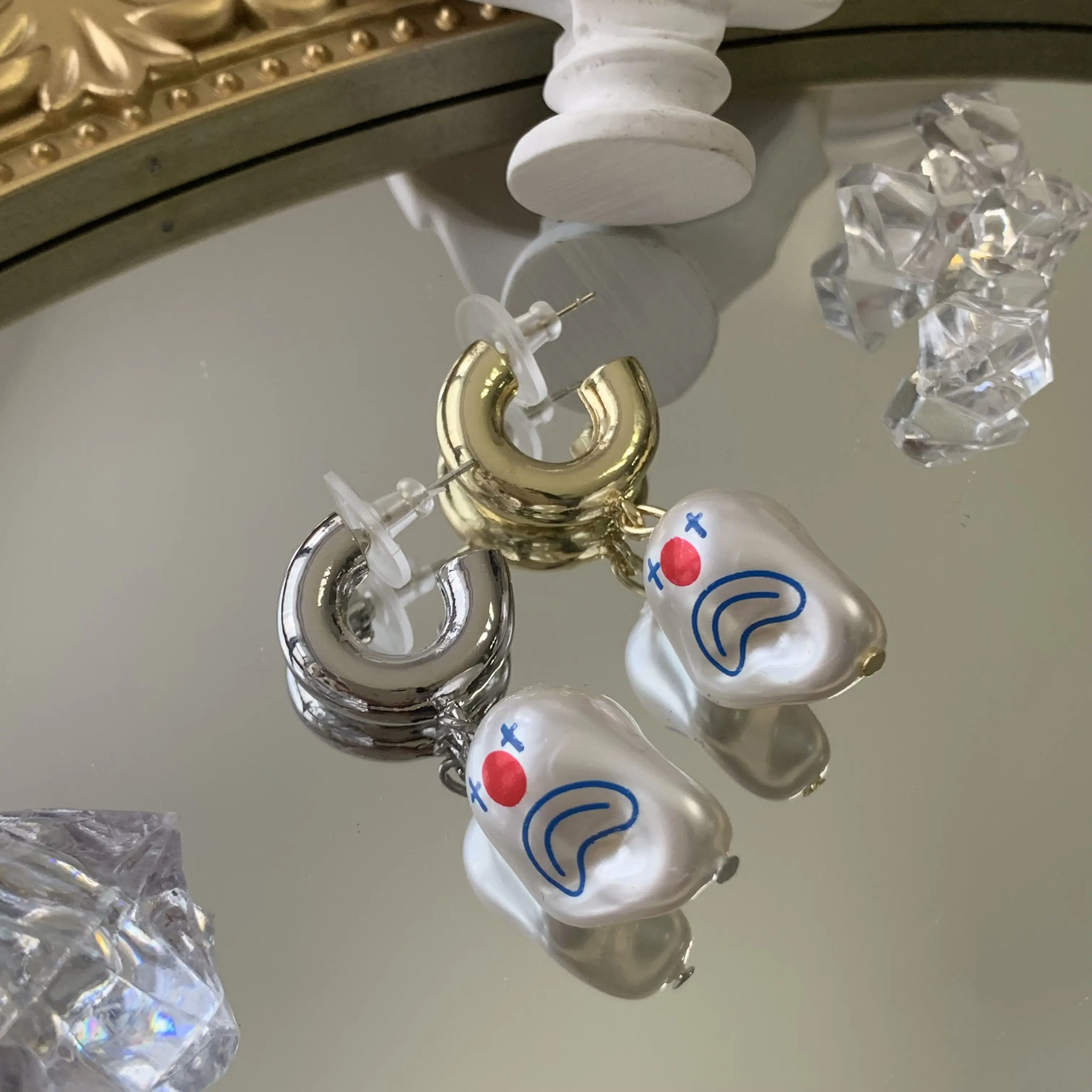 Женские серьги с жемчугом FFLACELL особой формы в стиле панк изображением клоуна