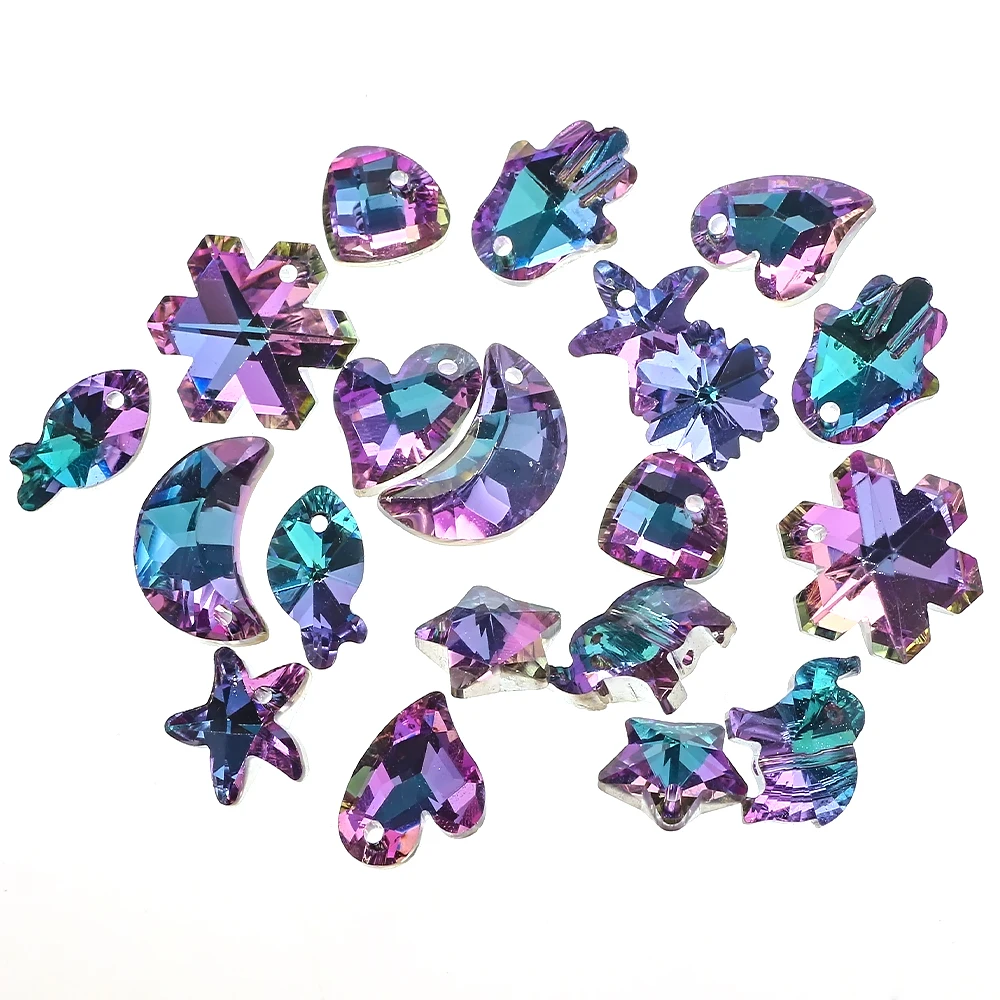 

Crystal Charms Pendant Beads For DIY Making Jewelry 20pcs Pinkish Purple Heart Austria Glass Beads For Bracelets Earring Crafts