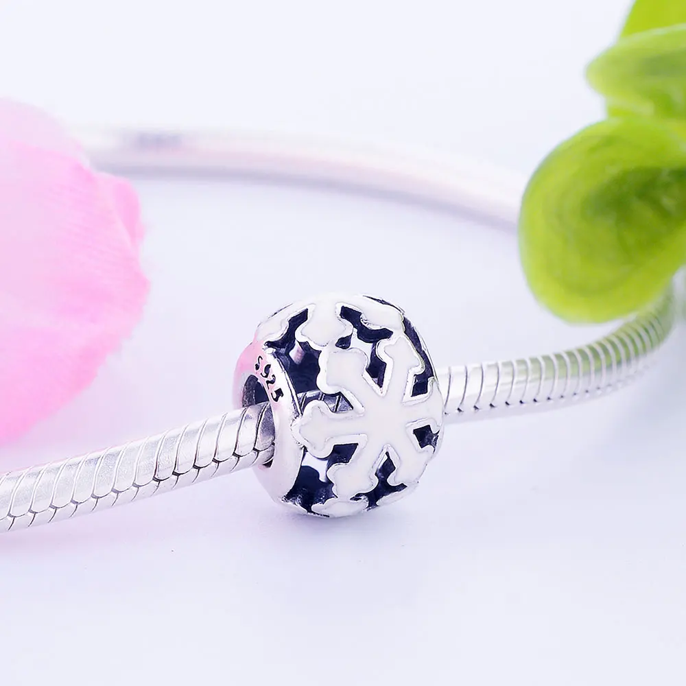 Оптовая продажа бусины из стерлингового серебра 925 пробы в форме снежинки