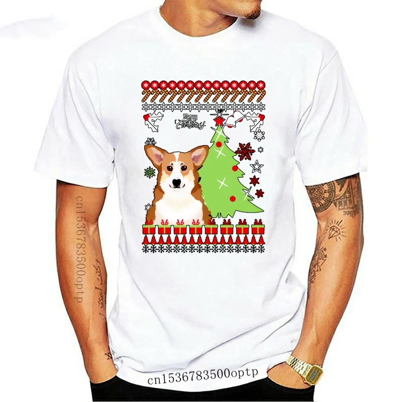 

New Men tshirt Merry Christmas Corgi T shirt hot women T-Shirt tees top
