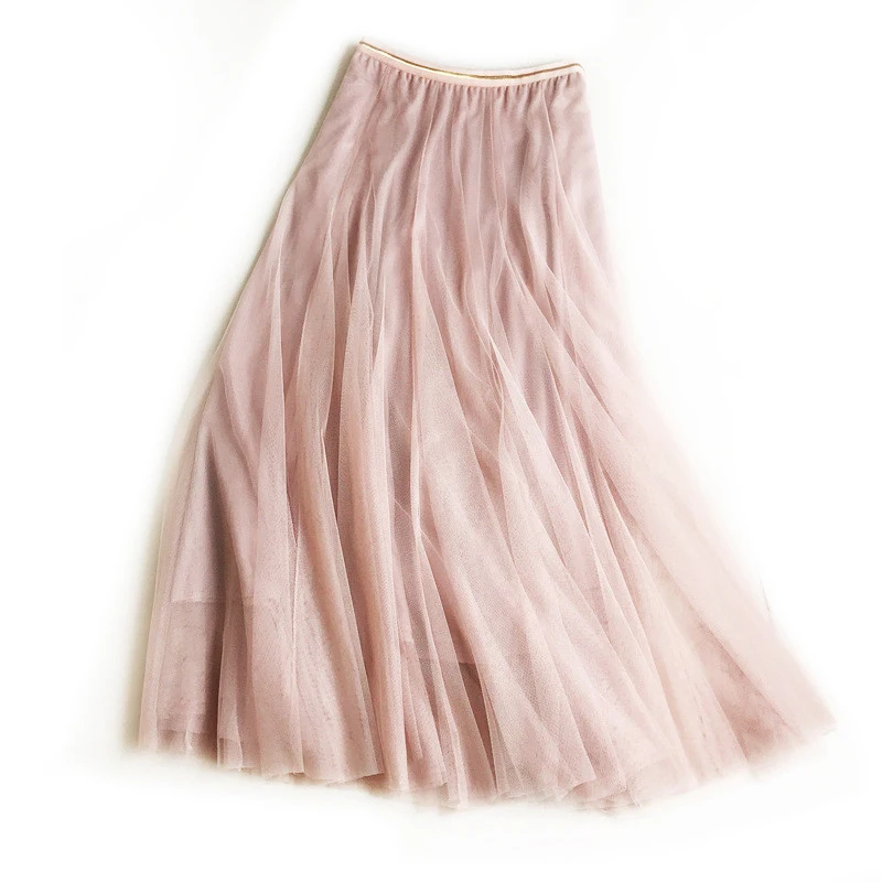 Милая женская фатиновая юбка миди весенне летняя многослойная сетчатая