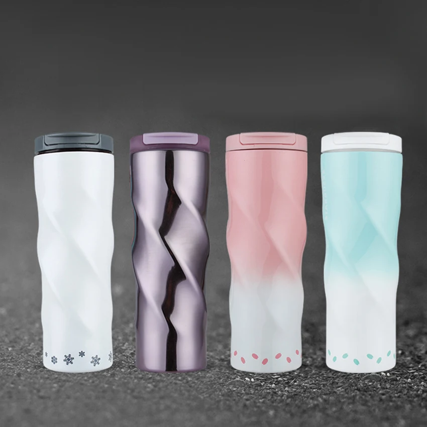 500 мл 304 кофейная чашка из нержавеющей стали градиентная спираль с двойными