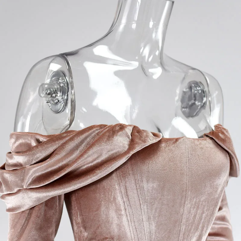 

NewAsia Boning Corset Shirt Velvet Blouse Women Autumn Vintage Long Sleeve Ruched Off Shoulder Corset Tops Ladies Sexy Shirt New