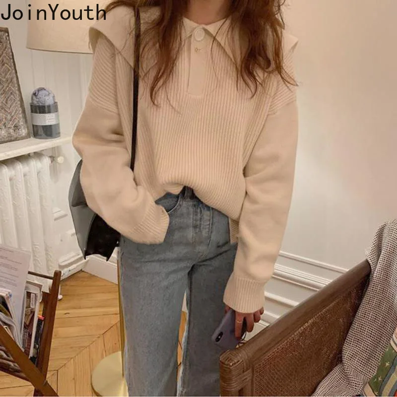 Женские свитера Joinyouth в японском стиле Модный пуловер свободного покроя с