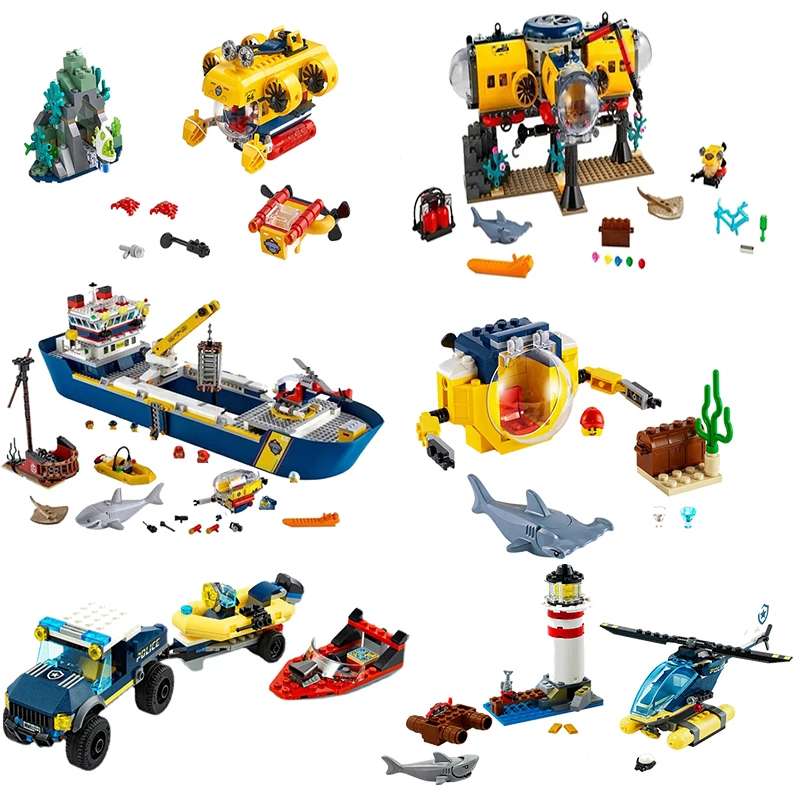 

2021 New Urban Ocean Reconnaissance Adventure Base Set Building Block Assembly Toys Children's Christmas Birthday Gifts Boy Girl