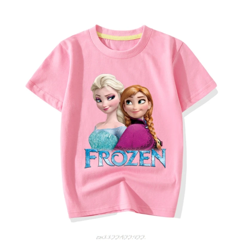 Disney Новый Kawaii игры Футболка с изображением Анны и Эльзы для детей милая Летняя