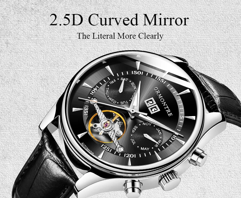 Брендовые мужские часы автоматические механические часы Tourbillon спортивные часы кожаные повседневные деловые часы в ретро-стиле Relojes Hombre