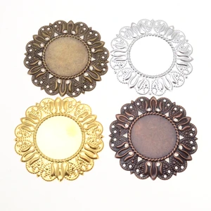 Филигранная оправа для кабошона (подходит для 25 мм), 10 шт., бронзазолотосеребро, коннекторы для украшения сделай сам, фурнитура для украшений