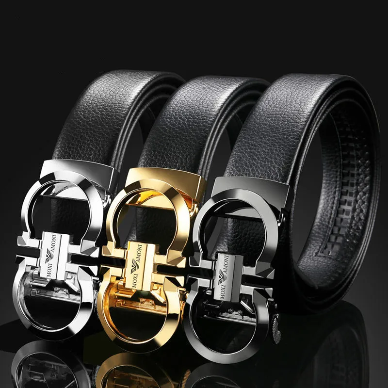 

Famous Brand Belt 3.5cm Width New Male Designer Metal Automatic Buckle Cowhide Leather men belt Luxury belts for men Strap