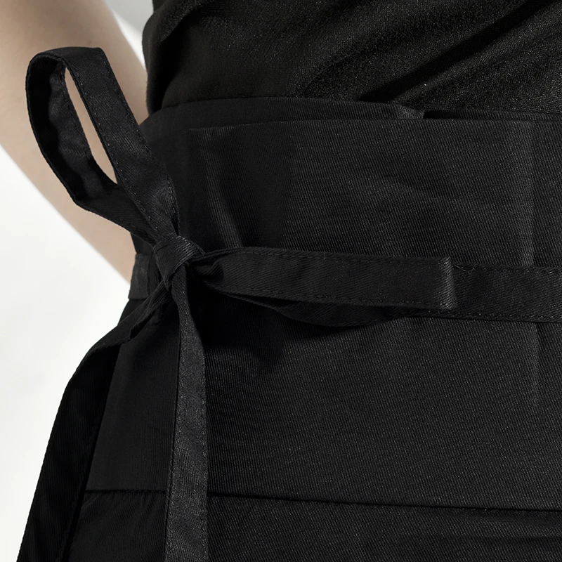 [EAM] High Waist Black Bandage False Two Spliced Loose Half-body Skirt Black Women Fashion Tide New Spring Autumn JR4780
