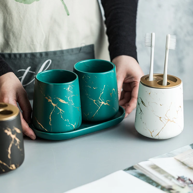 Мрамор рисунок керамической держатель для зубной щетки керамический Аксессуары