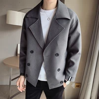 2021 new style mens high quality casual double breasted jacketmale slim fit fashion leisure coat black and gray khaki s 3xl