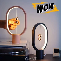 ylant usb rechargeable mini balance led table lamp ellipse magnetic mid air switch eye care night light touch control