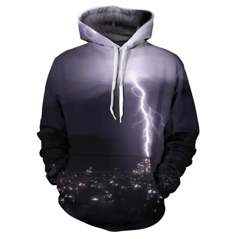 Новая толстовка с 3D принтом молния/сказочное небо Мужская весенне осенняя модная