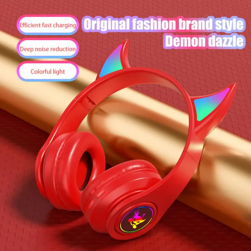 Беспроводные наушники со вспышкой Devil Ears и микрофоном светодиодный Ной