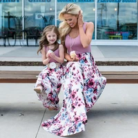 mother daughter dresses for women 2022 family matching clothes outfits sleeveless long summer dress mom girl mother and me dress