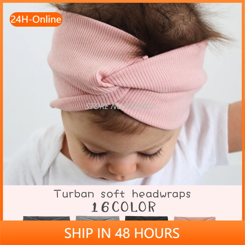

2022 Cute Solid Color Baby Turban Girls Cotton Twisted Knotted Headband Elastic Hairbands Children Head Wraps Hair Accessories
