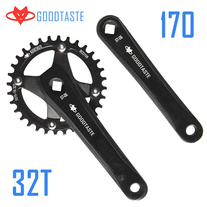 170 crank and 32T Goodtaste Fahrrad kurbel kettenblatt 104BCD MTB велосипед Kurbel алюминиевый Legierung Mit Boden Kurbel 170 platte rot 32T 34T 36T 38T - Цвет: 170 crank and 32T