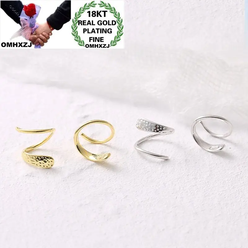 

OMHXZJ Wholesale EA662 European Fashion Fine Hot Woman Girl Party Birthday Wedding Gift Geometric Simple 18KT Gold Stud Earrings