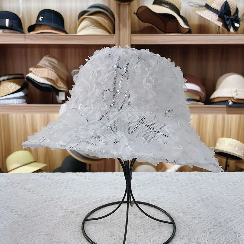 

202105-YY new summer spring light fairy sequins petals leisure lady bucket cap women fishermen hat
