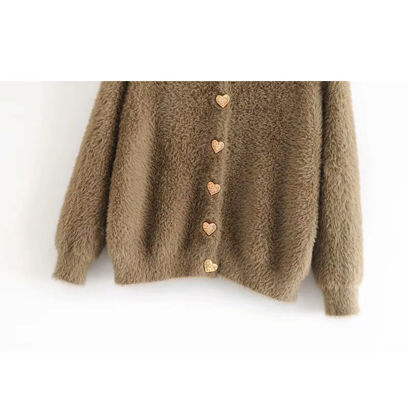 Женский вязаный кардиган WSYORE однобортный свитер на пуговицах с длинным рукавом