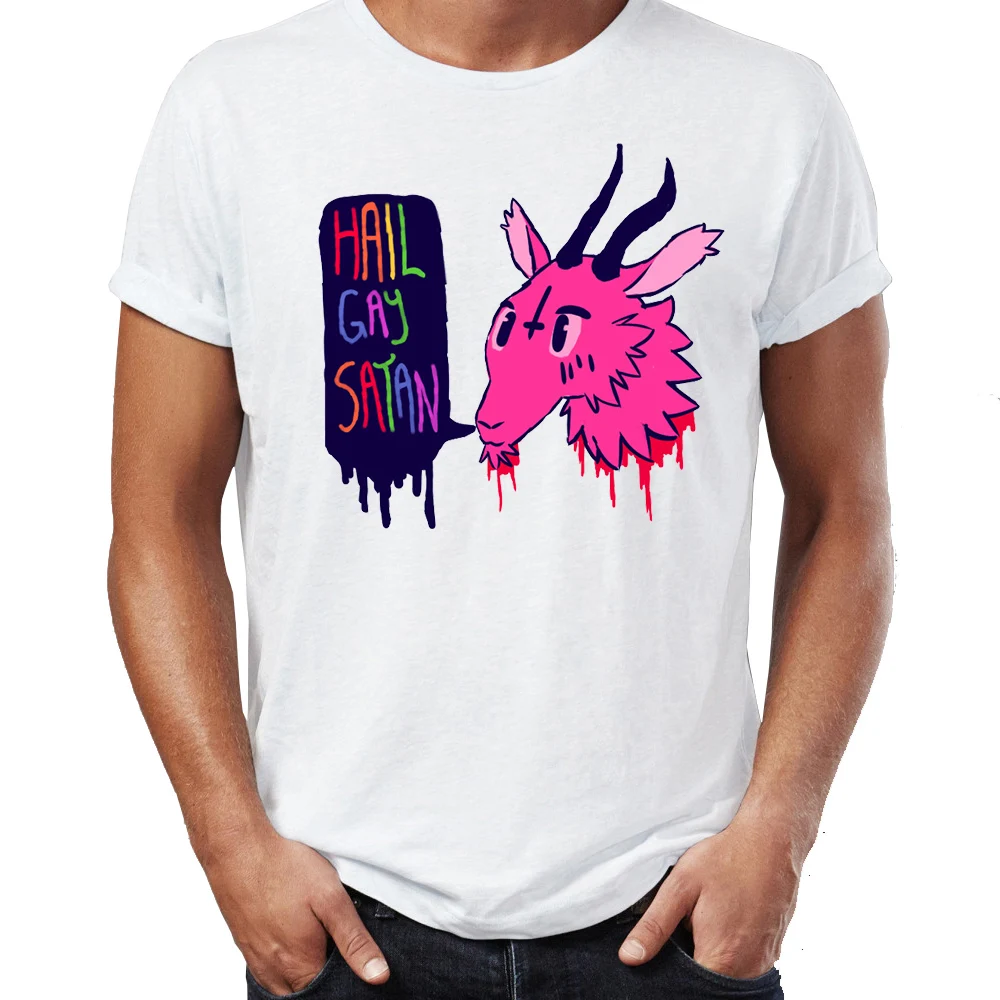 Повседневная мужская футболка Hail Gay Satan Funny Anti Christ Pride Glbt Artsy Awesome Artwork Printed футболки