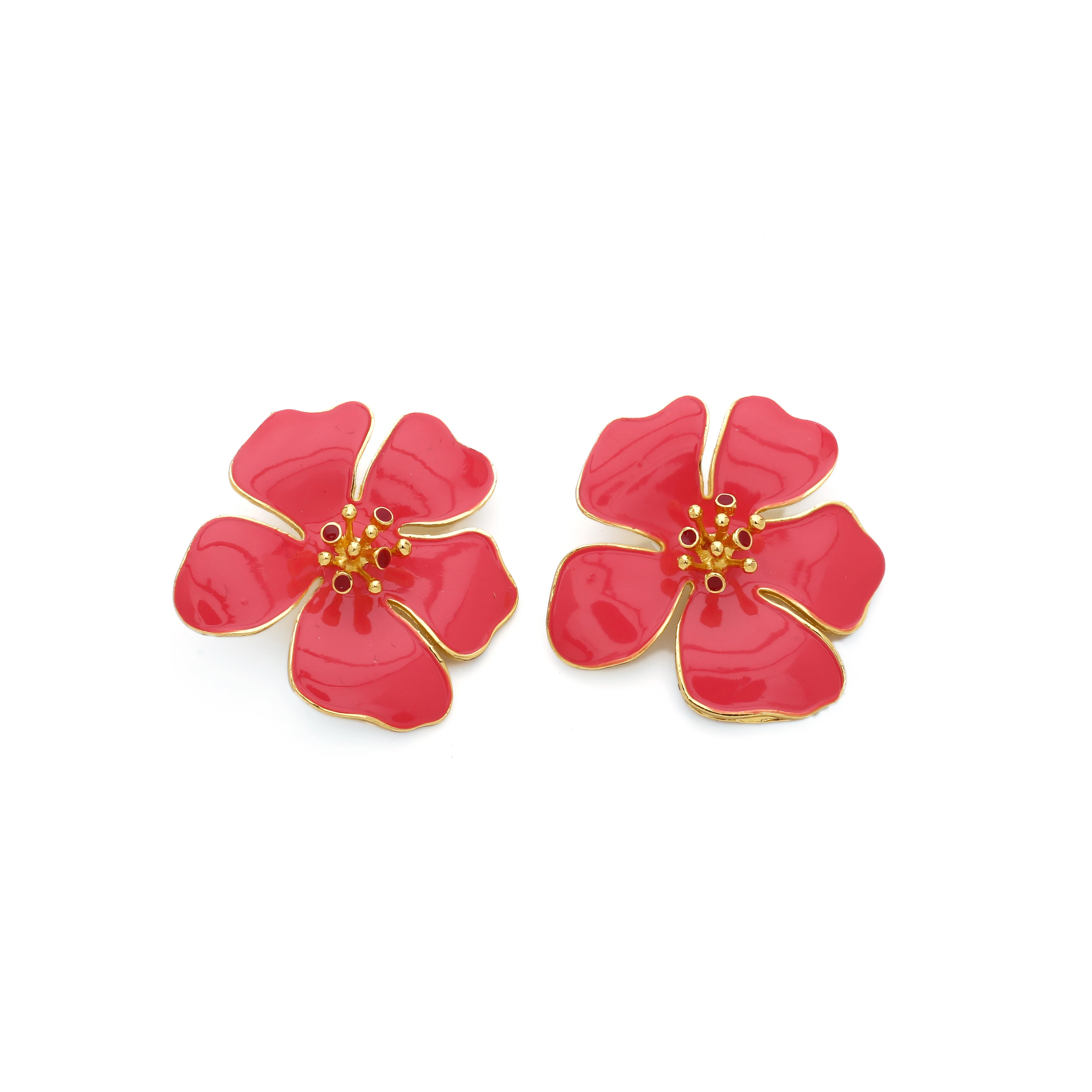 2020 New Green Black White Red Exaggerated Enamel Floral Statement Earrings For Women Colorful Spring Summer Flower Earring | Украшения и