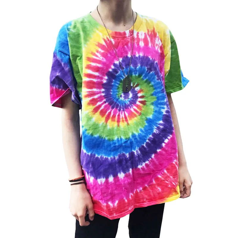 Plegie Tie Dye футболка унисекс 2019 летняя хип хоп Мужская с круглым вырезом и необычным