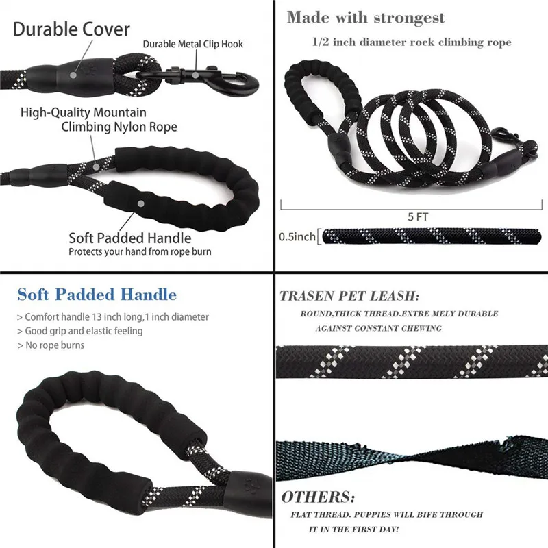 FML домашнее животное свинцовый нейлоновый Светоотражающий Поводок для большой