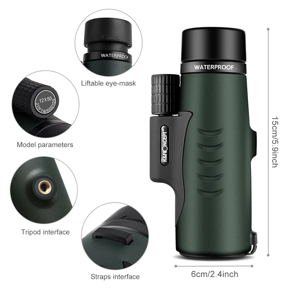 Монокулярный телескоп K & F CONCEPT 12X50 оптический объектив FMC BAK4 призмы