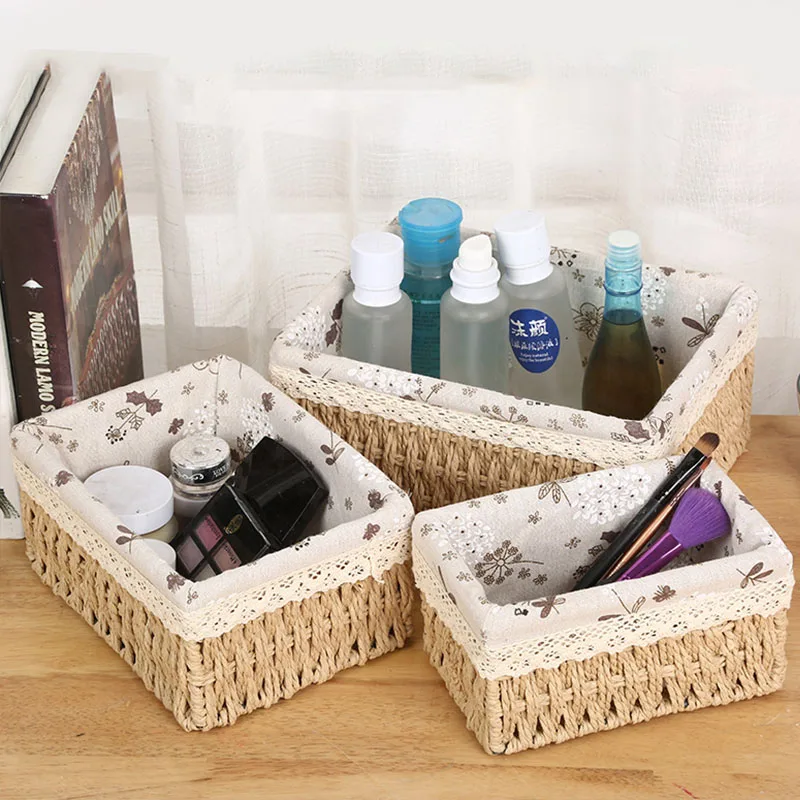 Корзина для хранения соломы из ротанга тканая ткань Настольный журнальный