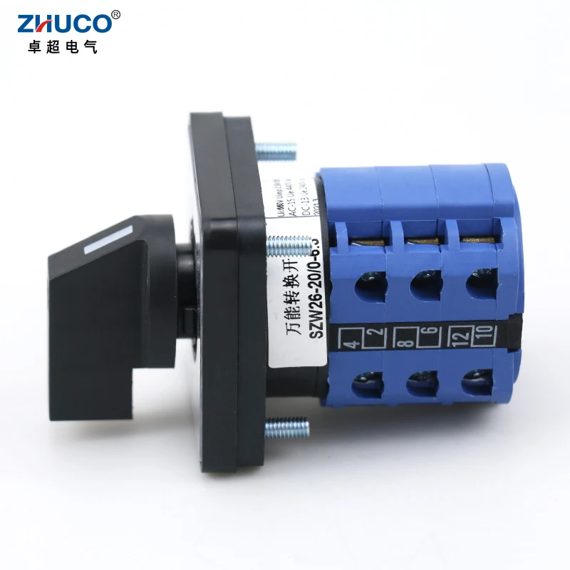 ZHUCO SZW26/LW26-20/0-6.3 20A Three Phase Seven Position 64X64 48X48 mm Panel Selector Transfer Rotary Cam Universal Switch - купить по