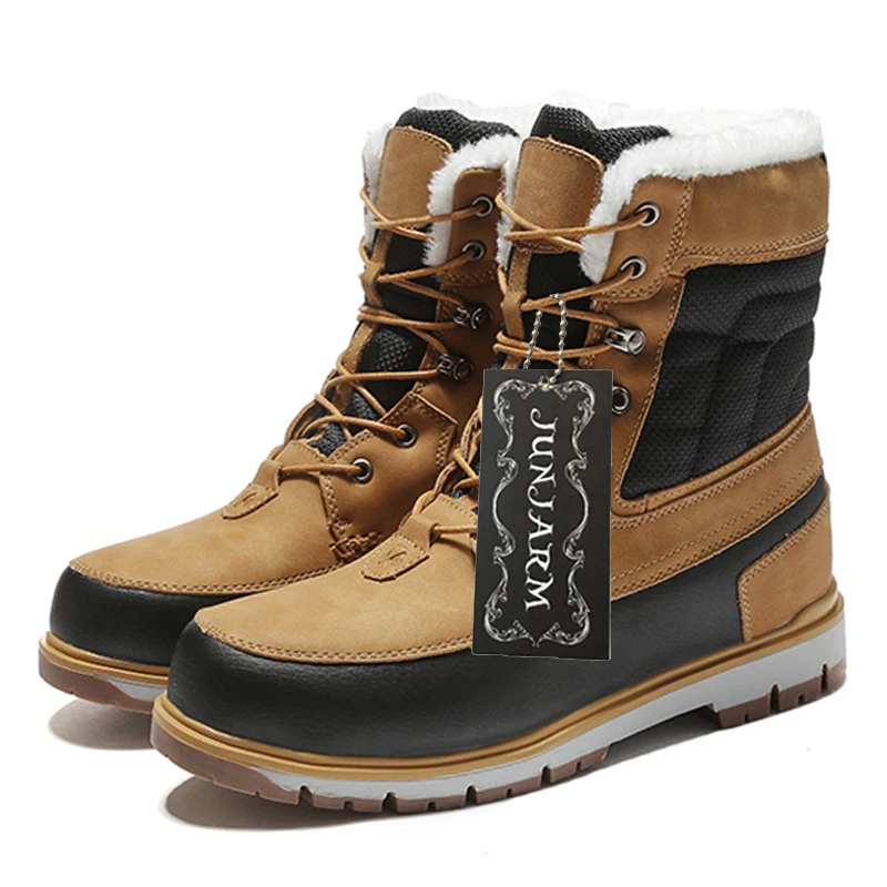 Зимние теплые плюшевые меховые ботинки JUNJARM мужские ботильоны качественные