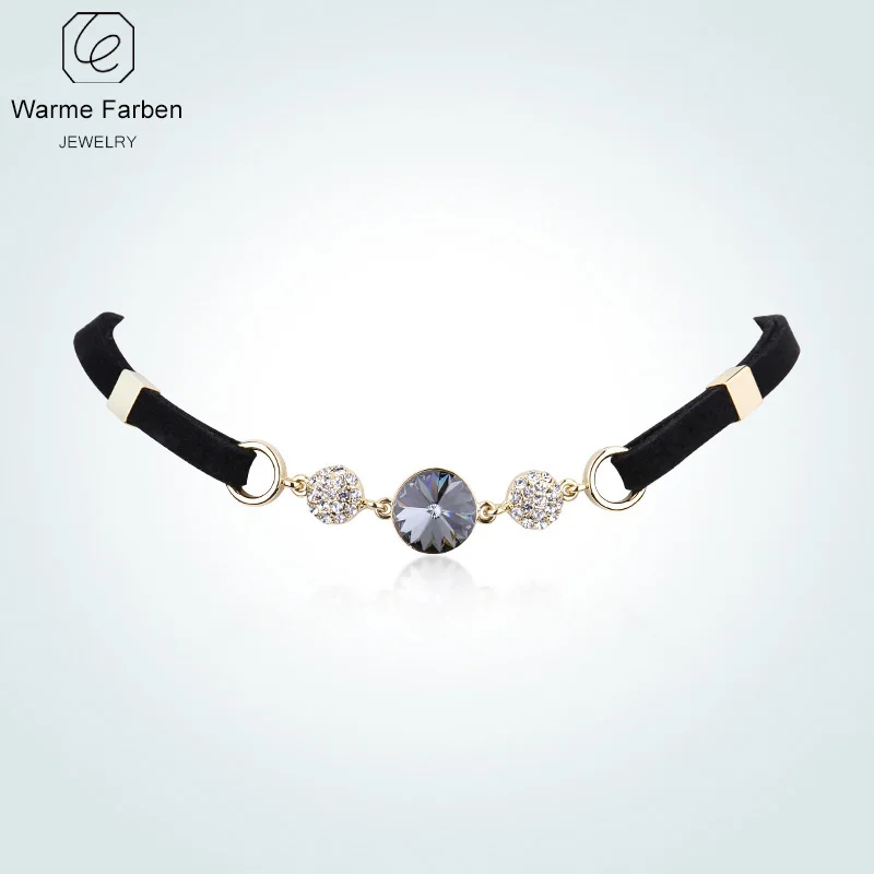 Украшенное кристаллом Сваровски женское ожерелье Богемия Стиль ожерелье-чокер с