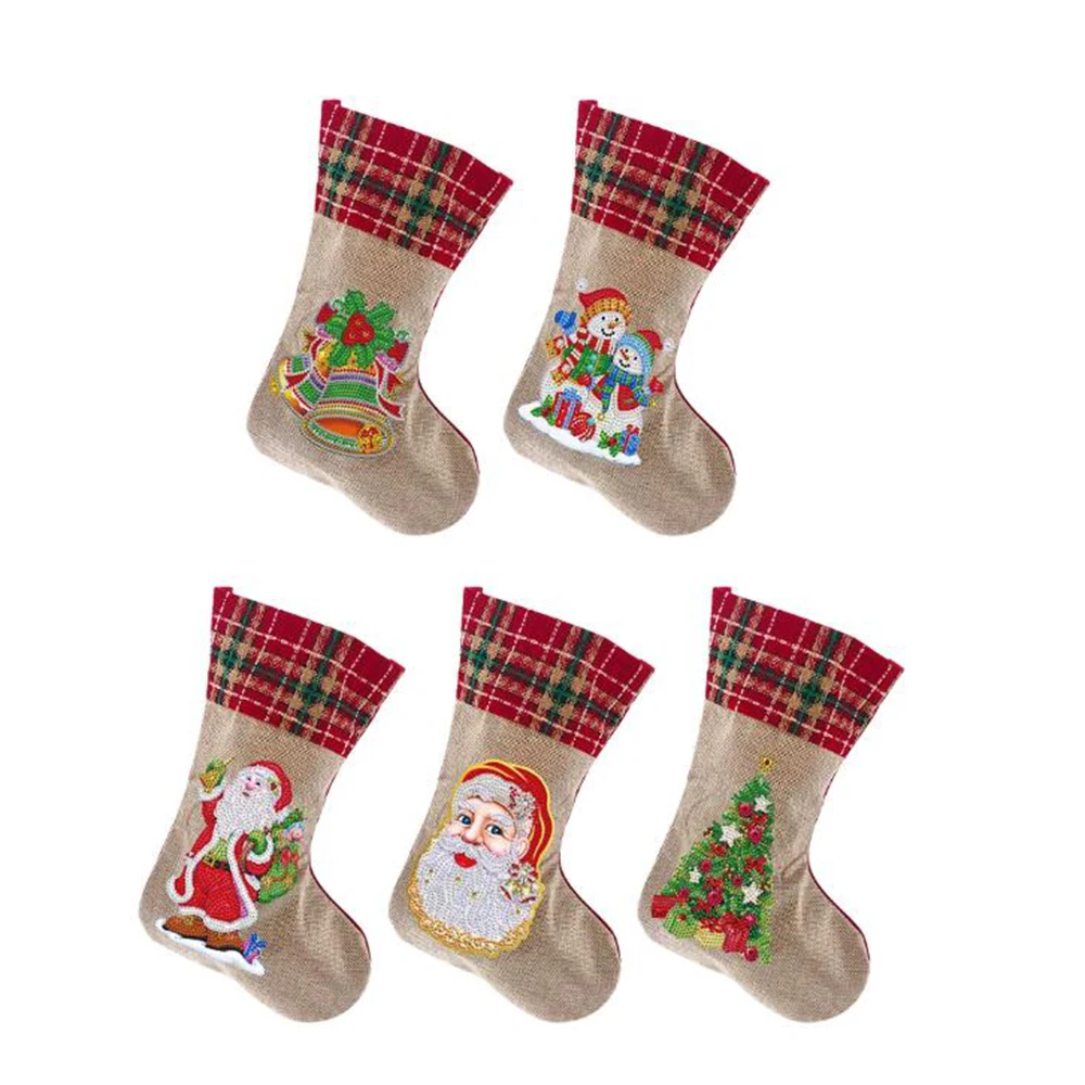 

DIY 5D Diamond Painting Christmas Sock Art Embroidery Mosaic Gift Bag Xmas Rhinestone Candy Storage Bag Christmas Sock Gift