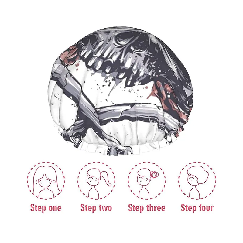 

Waterproof shower cap, double-layer shower cap with adjustable elastic band, fashion women's shower cap, long hair shower cap