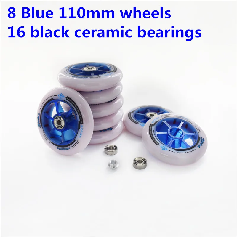 8 Blue 110mm Bearing Профессиональные колеса для катания на коньках, роликовые коньки, колеса для MPC XXFirm 87A 65A, двухъядерный трек, гоночная покрышка для дорожного катка 100 мм 110 мм - Цвет: 8 Blue 110mm Bearing