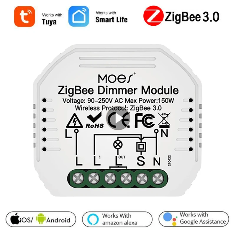 

Умный диммер мини «сделай сам» Tuya ZigBee 3,0, модуль переключателя, требуемый концентратор, приложение Smart Life, Alexa Google Home, голосовое управление, 1 к...