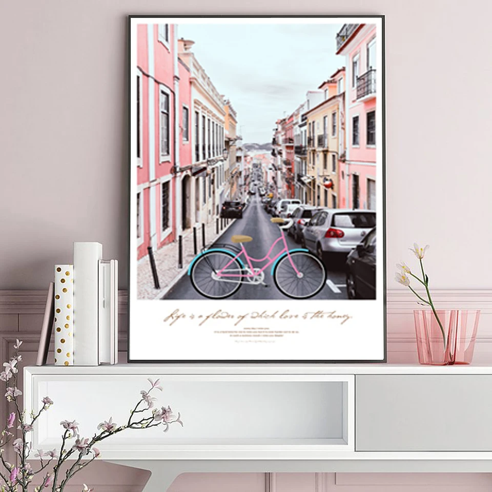 

Nordic Style Pink Architectural Landscape Balloon Canvas Wall Painting Modern Living Room Home Decoration Printing Poster