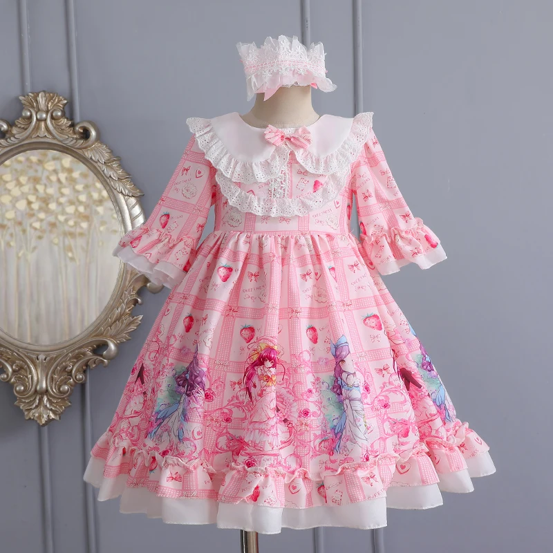 

Sweet Girls Lolita Dress Harajuku Fashion Anime Girl Cosplay Female Dress Japanese Soft Pattern Tulle Dress Cute Girl Streetwear