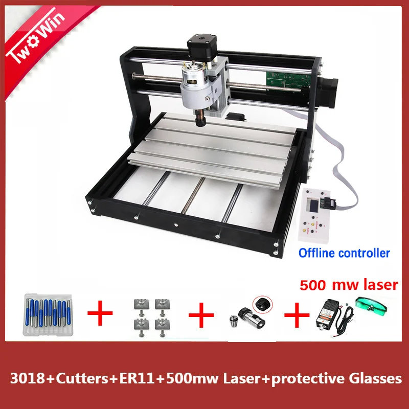 CNC 3018 PRO DIY мини-станок с ЧПУ с автономным управлением ler GRBL управлением, 3 оси Pcb фрезерный станок, деревянный маршрутизатор лазерная гравировка - Цвет: 500w laser