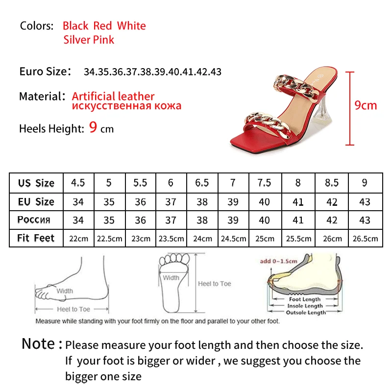 

LEOPARD LAND Summer Wineglass With High Heels Square Toe Women's Sandals Fashion Chain Open Toe Stiletto Slippers For Women LFD