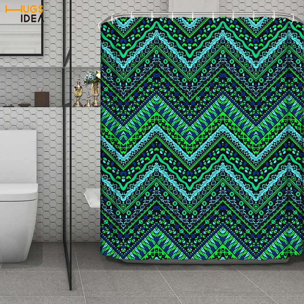 

HUGSIDEA African Style Stripes Pattern Bathroom Curtain Modern Home Decor Mold Resistant Washable Hanging Shower Curtains New